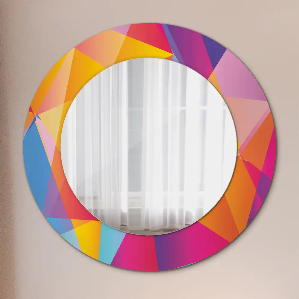 Kerek tükör geometriai kompozíció mintás kerettel