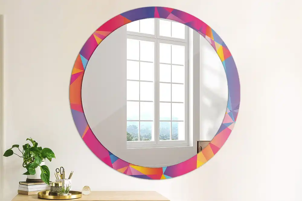 Kerek tükör geometriai kompozíció mintás kerettel