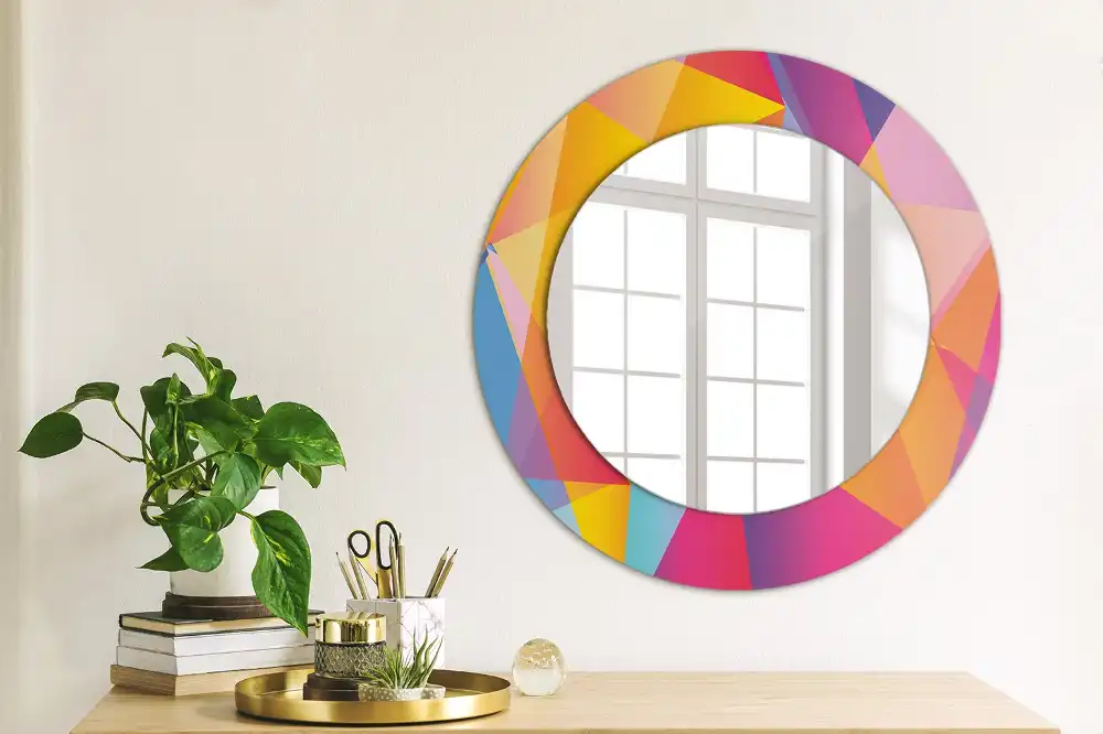 Kerek tükör geometriai kompozíció mintás kerettel
