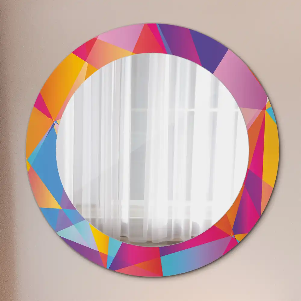 Kerek tükör geometriai kompozíció mintás kerettel