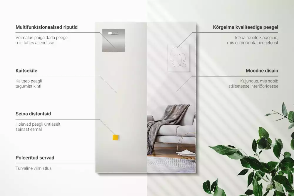 Minimalista keret nélküli téglalap alakú tükör