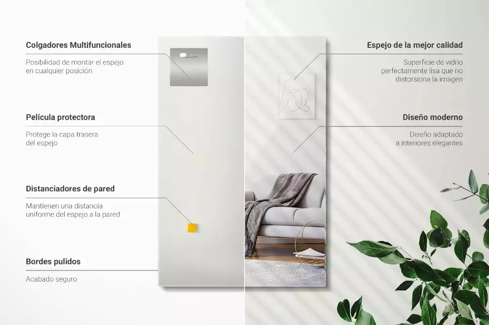 Minimalista keret nélküli téglalap alakú tükör