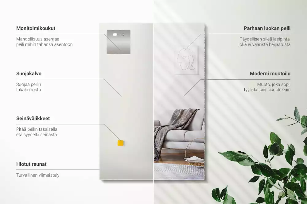 Minimalista keret nélküli téglalap alakú tükör