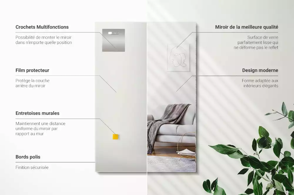 Minimalista keret nélküli téglalap alakú tükör