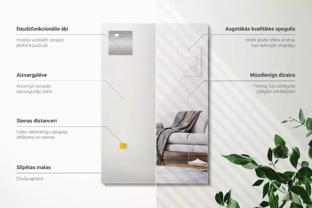 Minimalista keret nélküli téglalap alakú tükör