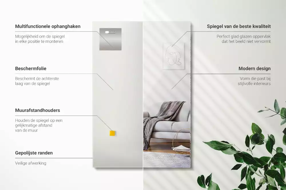 Minimalista keret nélküli téglalap alakú tükör