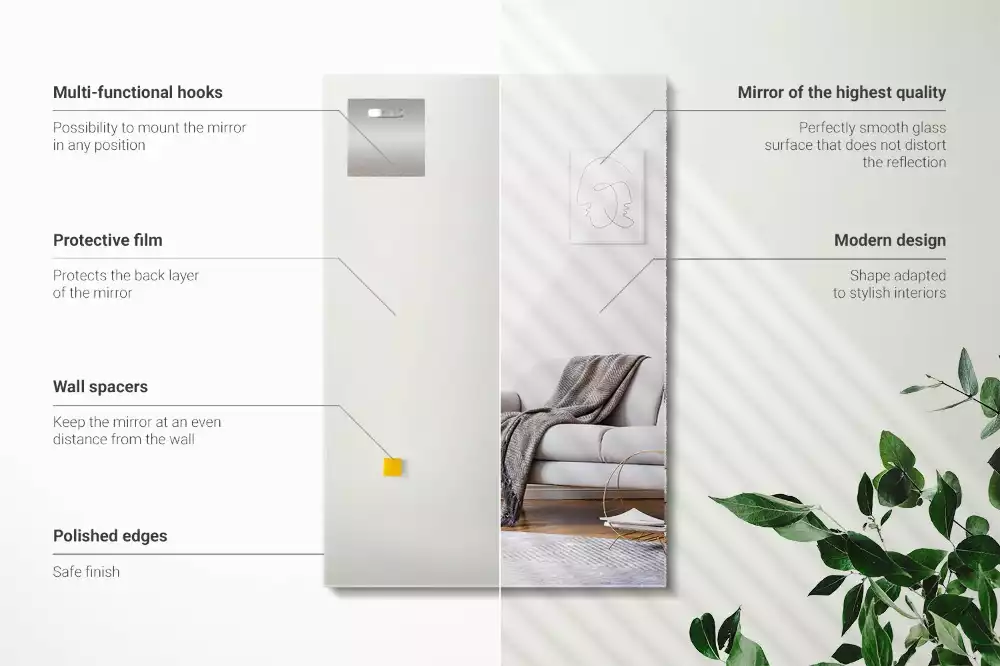 Minimalista keret nélküli téglalap alakú tükör