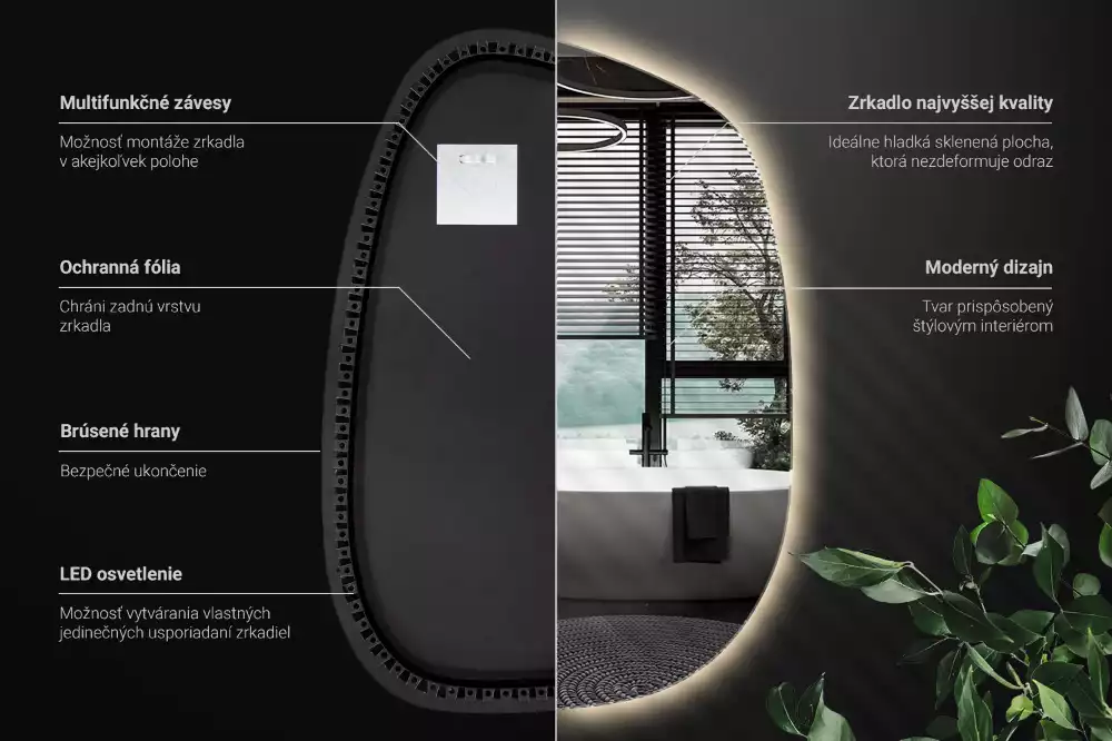 Folt alakú modernista tükör világítással