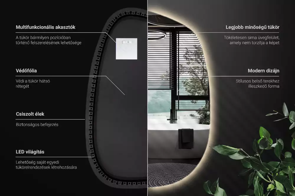 Folt alakú modernista tükör világítással