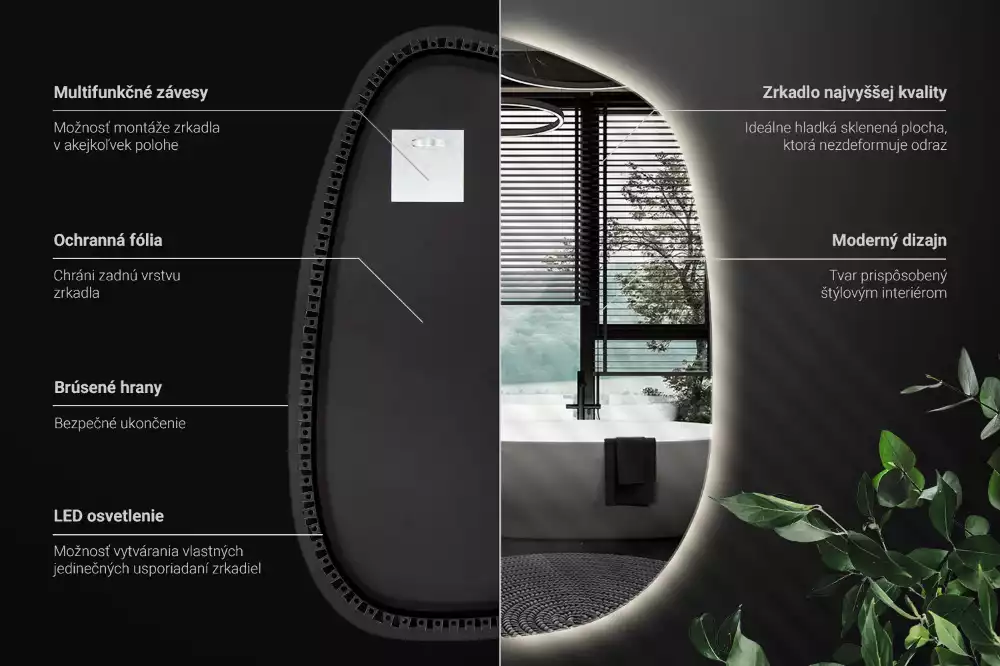 Folt alakú modernista tükör világítással
