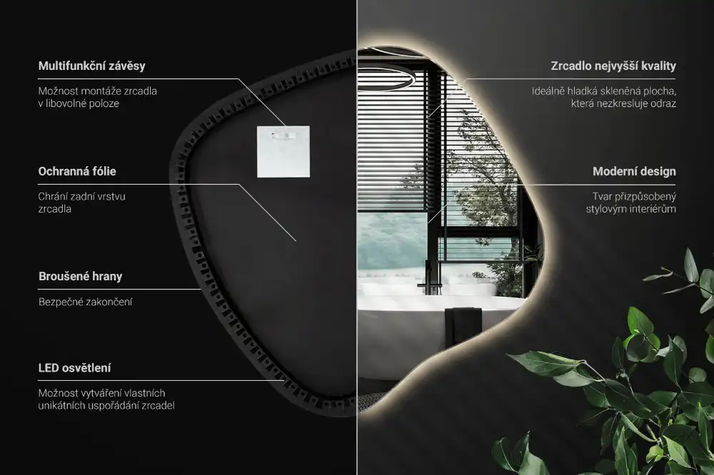 Modern stílusú különleges LED világítású tükör