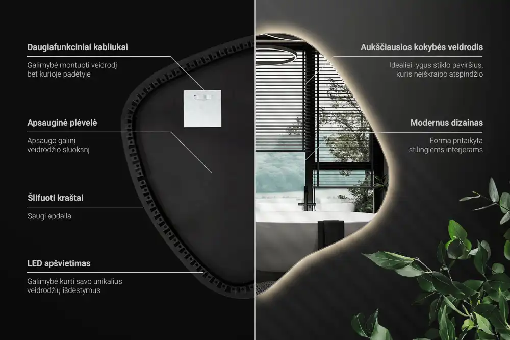 Modern stílusú különleges LED világítású tükör