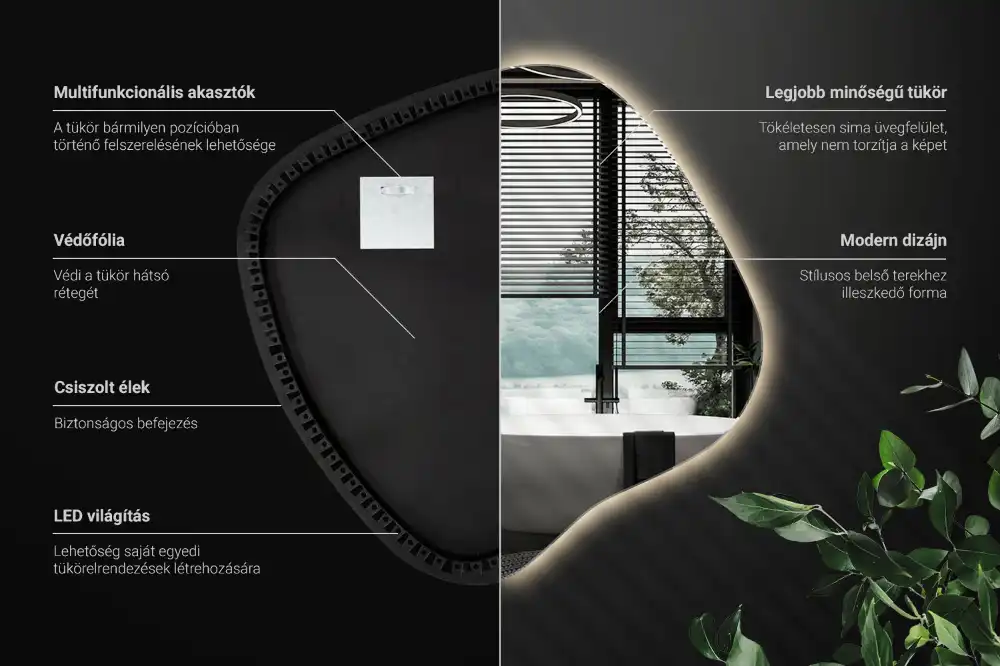 Modern stílusú különleges LED világítású tükör
