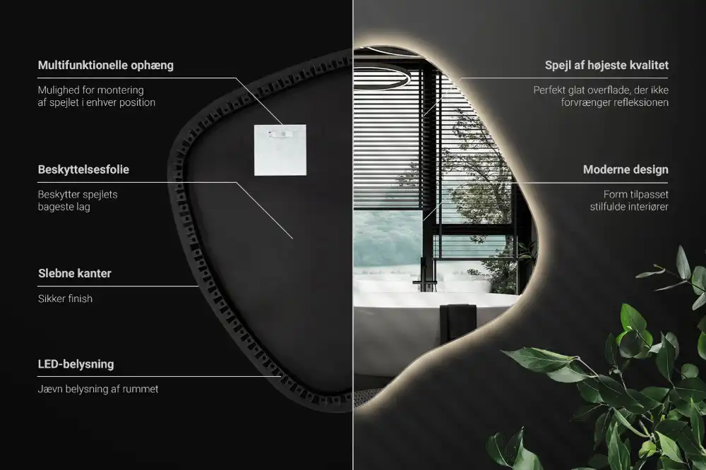 Modern stílusú különleges LED világítású tükör