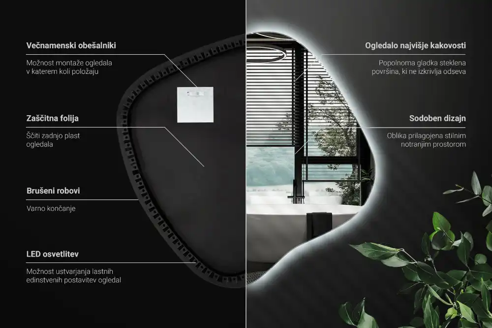 Modern stílusú különleges LED világítású tükör