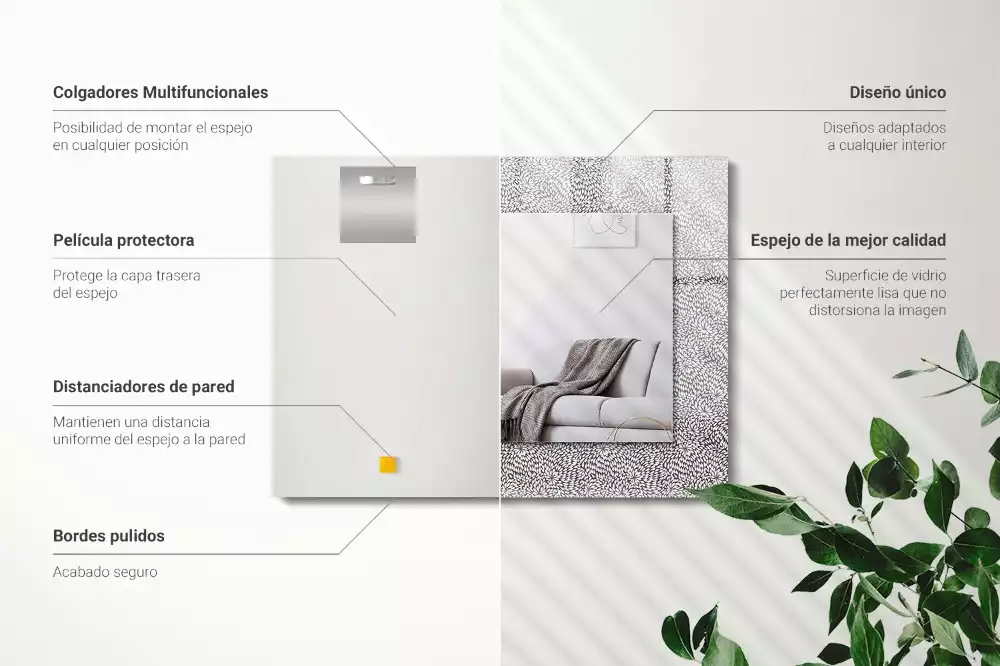 Négyszögletes 3D mintás dísztükör