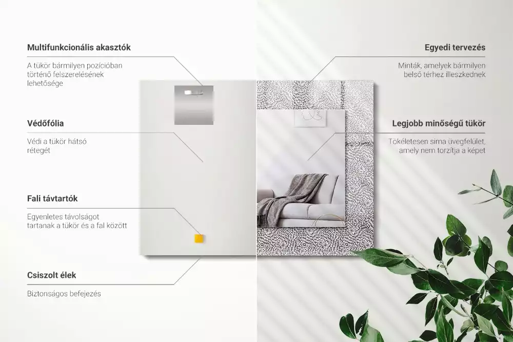 Négyszögletes 3D mintás dísztükör