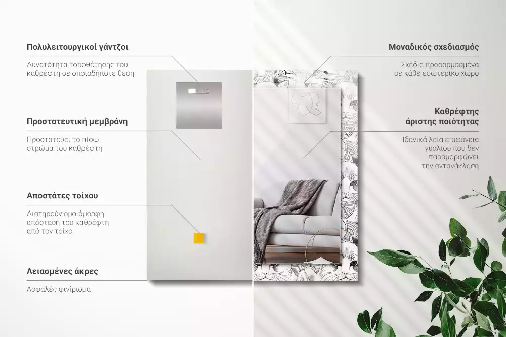 Négyszögletes díszes tükör csokornyakkendős macskák mintával