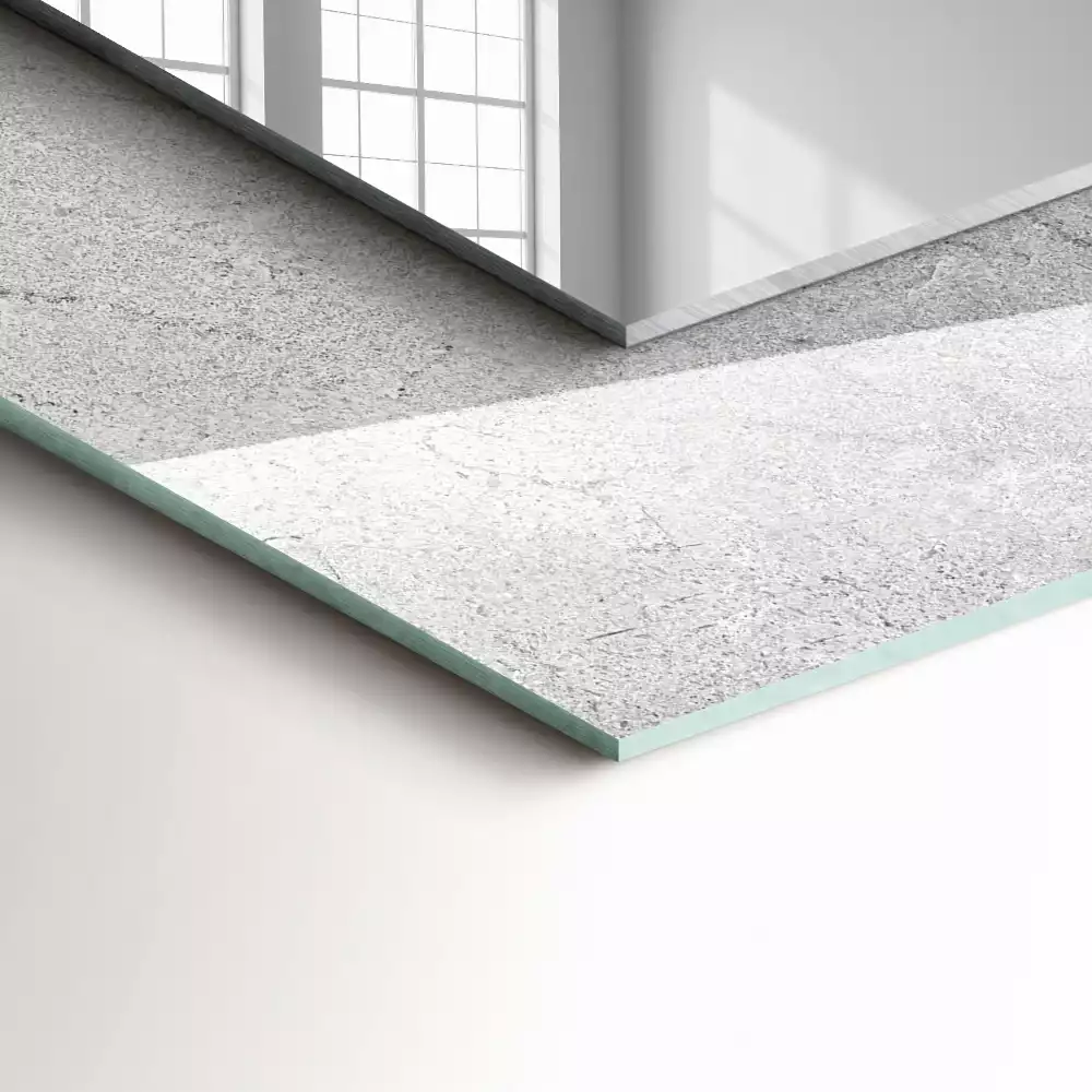 Négyszögletes fali tükör repedezett beton mintázatú kerettel