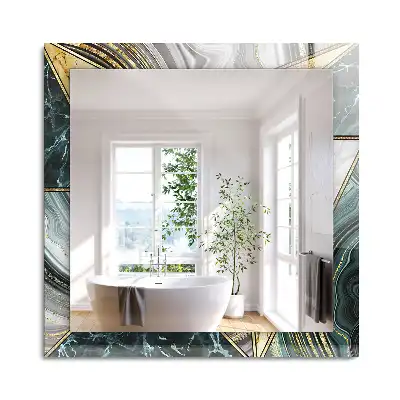 Négyszögletes fali tükör absztrakt geometriai mintával
