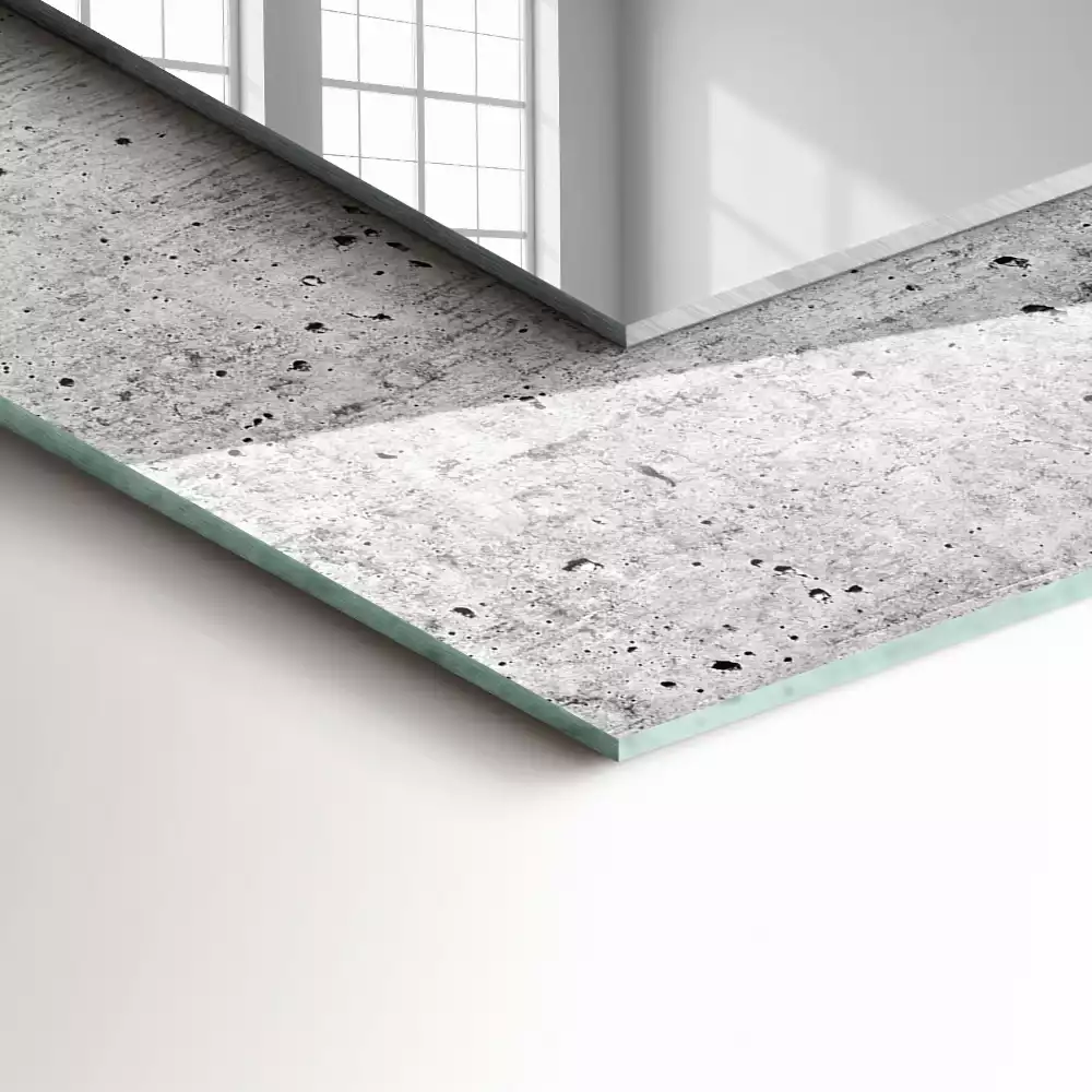 Négyszögletes fali tükör beton hatású kerettel