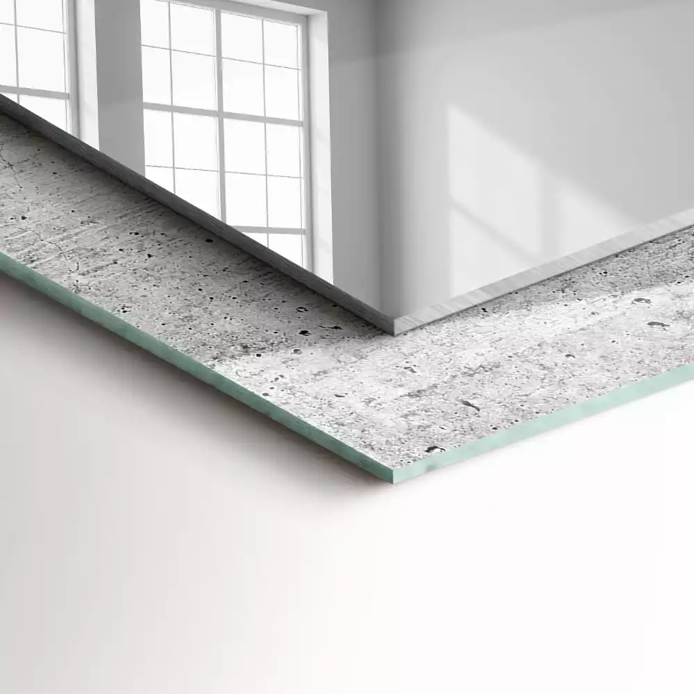 Négyszögletes fali tükör beton hatású kerettel