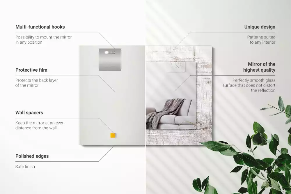 Négyszögletes dísztükör régi fa kerettel