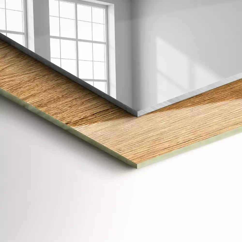 Négyszögletes fali tükör strukturált fa kerettel