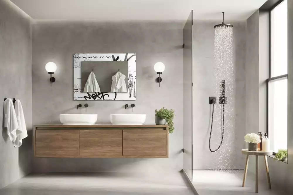 Négyszögletes fali tükör absztrakt modern mintával