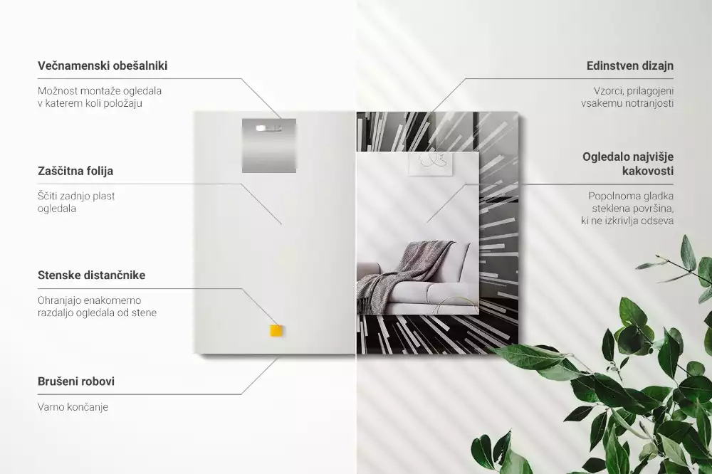 Négyszögletes fali tükör fénysebesség effektussal