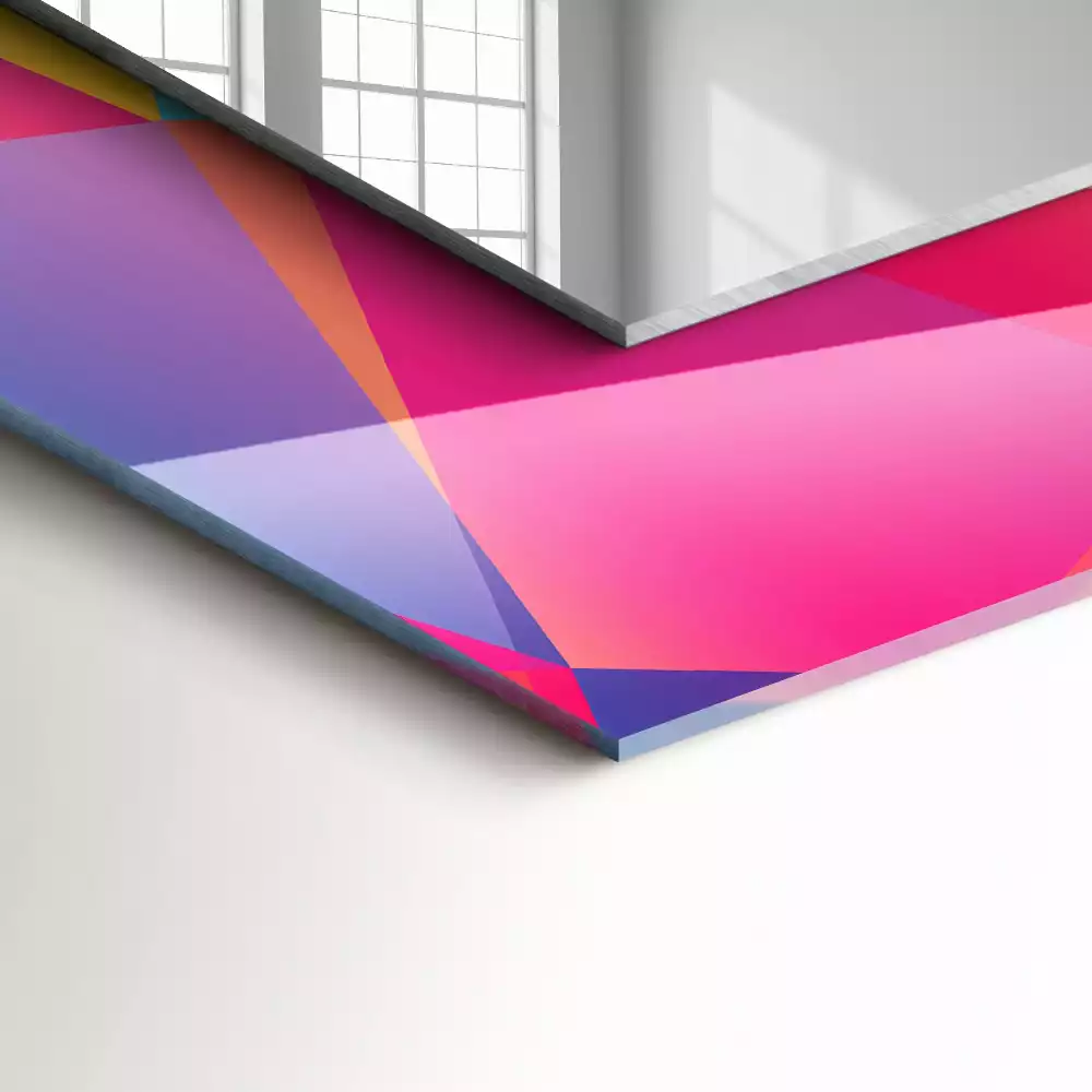 Négyszögletes fali tükör színes geometriai mintákkal