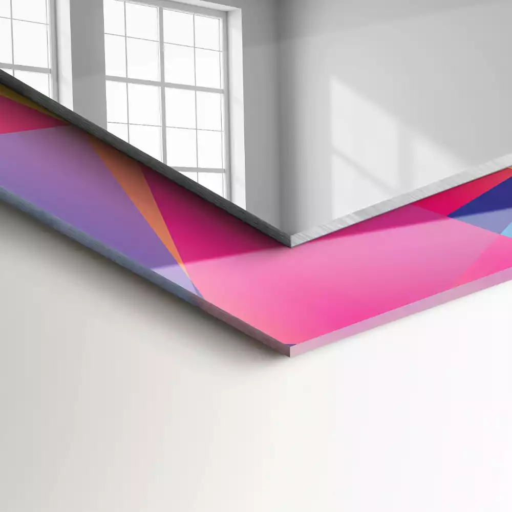 Négyszögletes fali tükör színes geometriai mintákkal