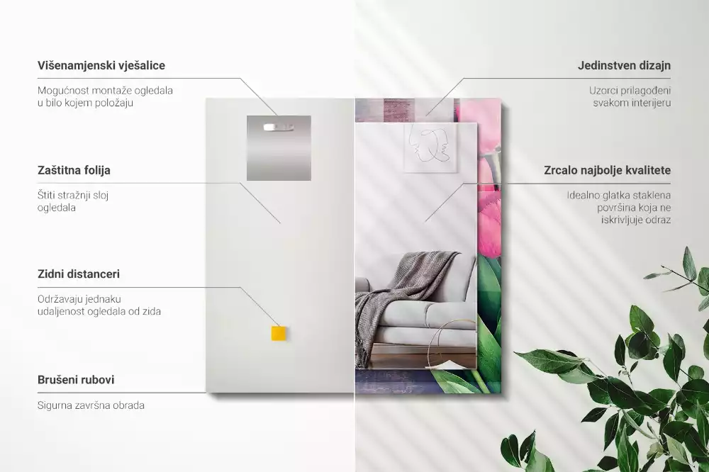 rózsaszín tulipán mintás fa kerettel