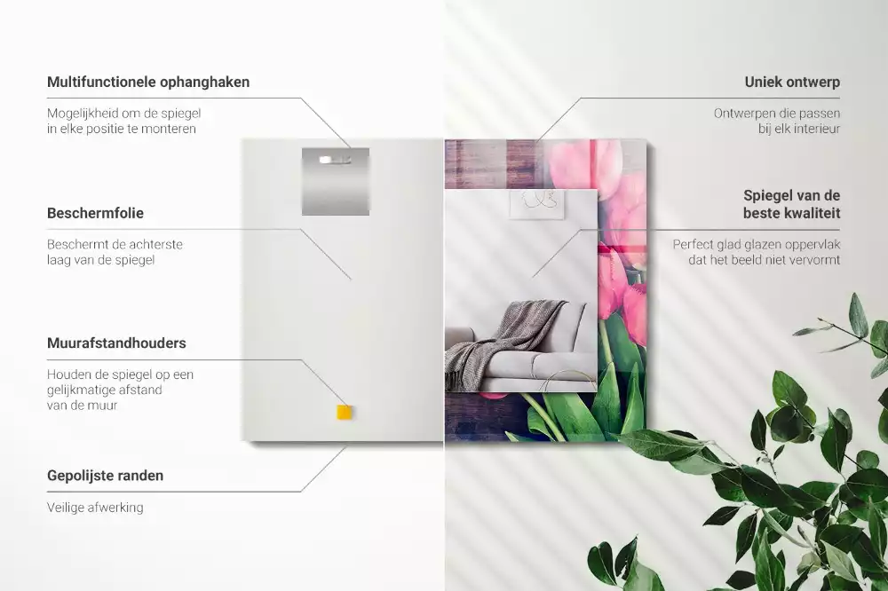 rózsaszín tulipán mintás fa kerettel