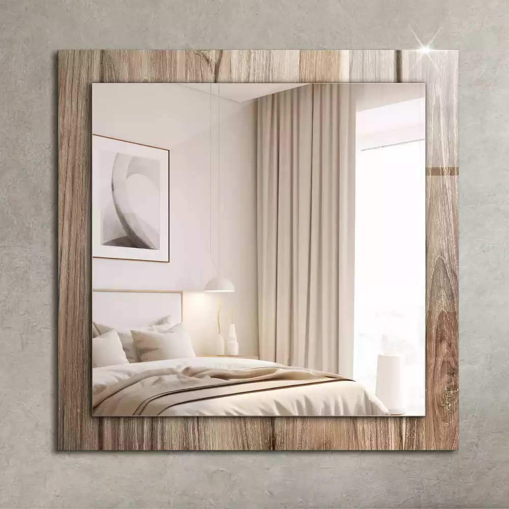 Négyszögletes díszes tükör fapadló deszkákból