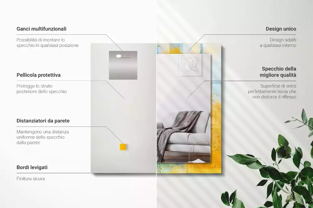Négyszögletes, díszes keretes absztrakt olajfestmény tükör
