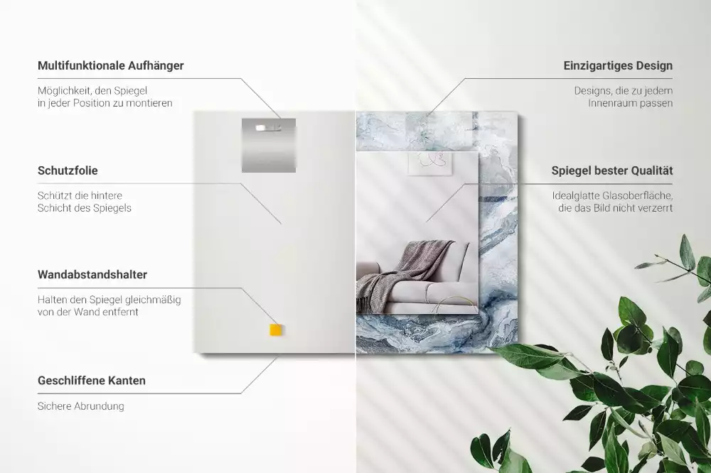 Márvány mintás négyszögletes fali tükör
