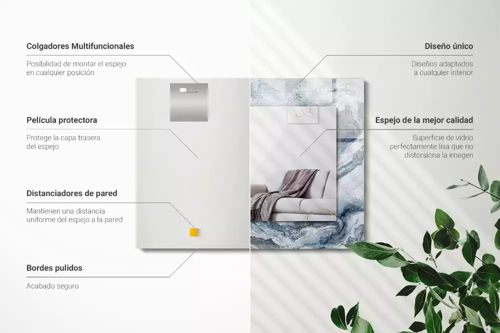 Márvány mintás négyszögletes fali tükör
