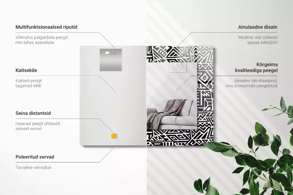 Geometriai mintás négyszögletes dísztükör