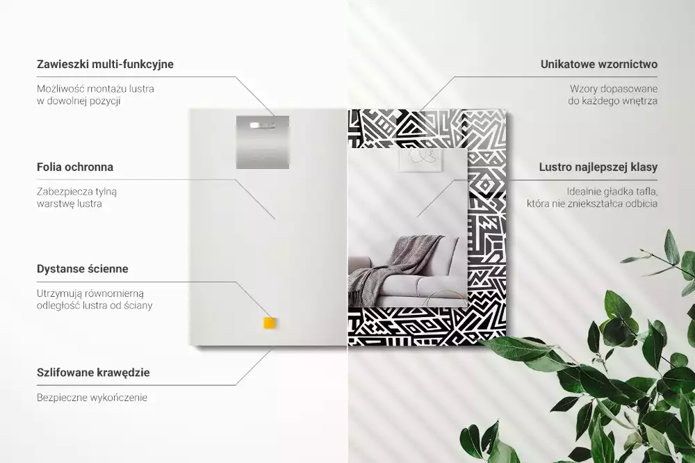 Geometriai mintás négyszögletes dísztükör