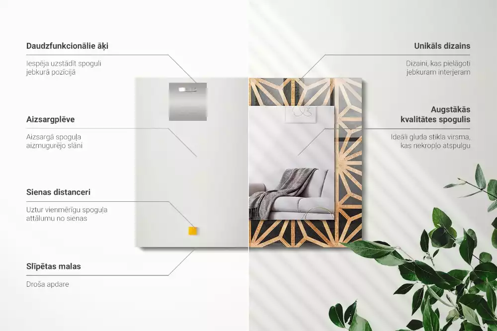 Geometriai mintás díszes falapú négyszögletes tükör