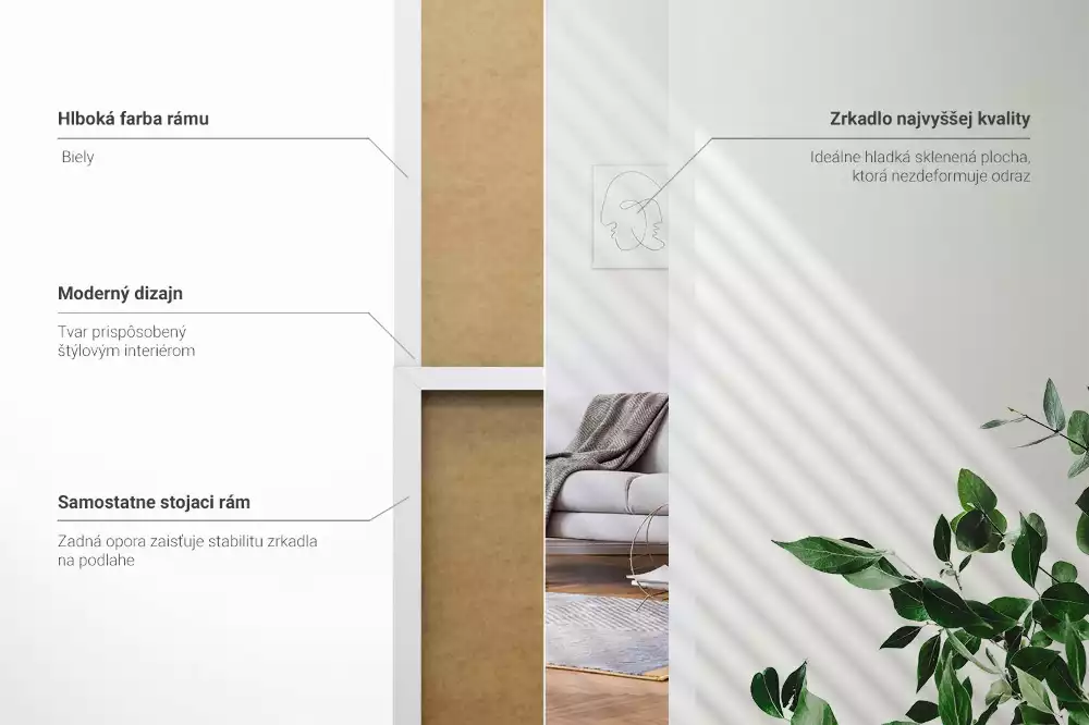 Minimalista stílusú magas álló tükör