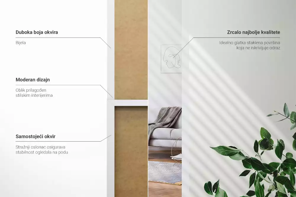Minimalista stílusú magas álló tükör