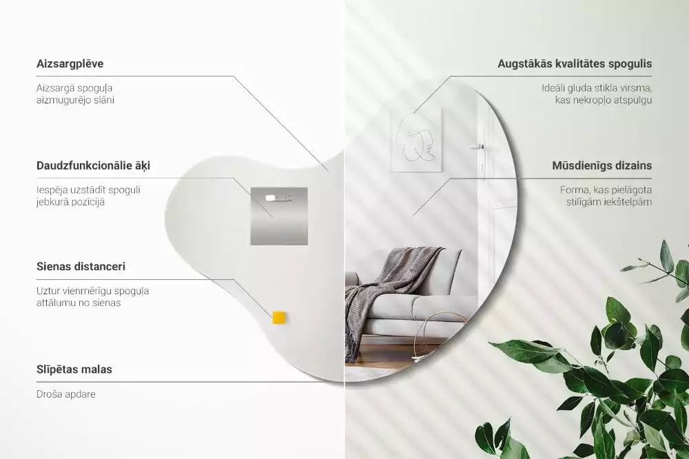 Organikus formájú dekoratív fali tükör