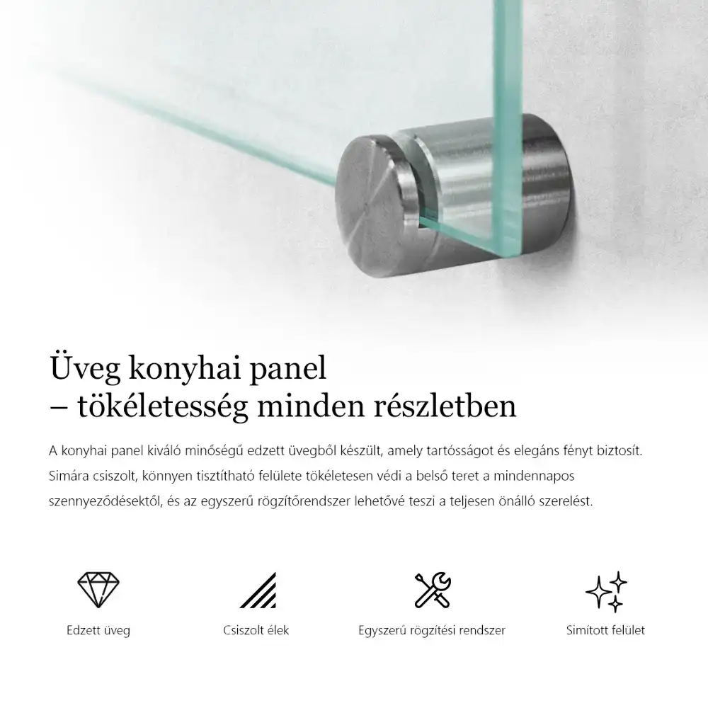 Átlátszó konyhai fali panel