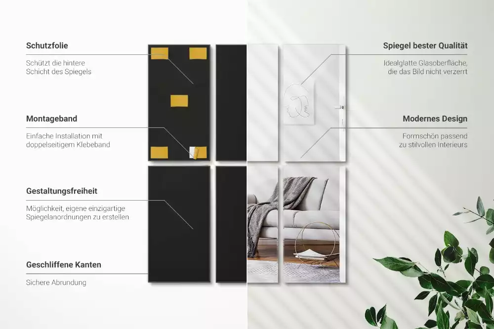 Minimalista téglalap alakú öntapadós tükörcsempe