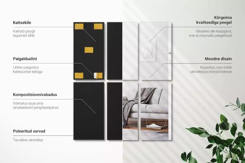 Minimalista téglalap alakú öntapadós tükörcsempe