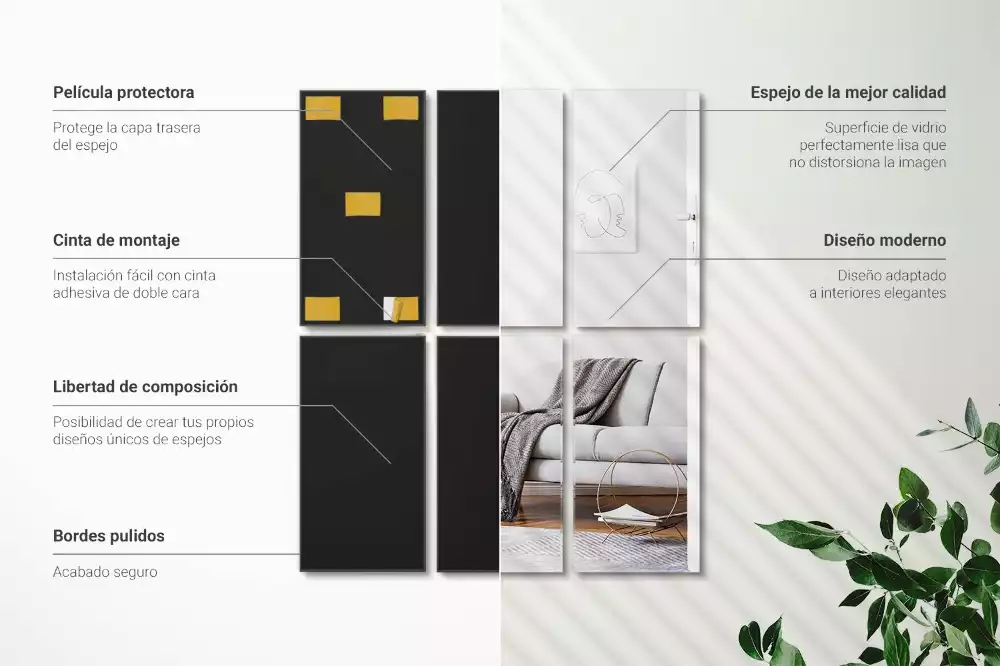 Minimalista téglalap alakú öntapadós tükörcsempe