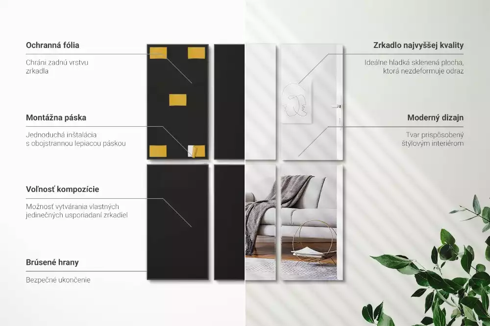 Minimalista téglalap alakú öntapadós tükörcsempe