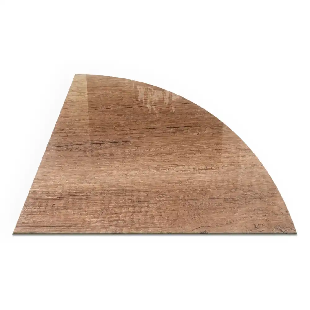 Negyedkör alakú üveg kandalló alátét természetes stílusban